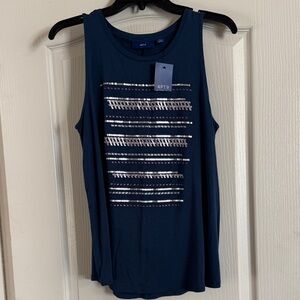 Apt. 9 Dark Blue and Silver Sequin Tank Top
